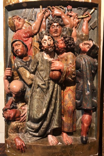 Two polychrome carved Spanish reliefs16th century - Sculpture Style 