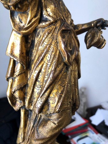 Gilt bronze statue of a women as a Temperance.Circa 1600. - 