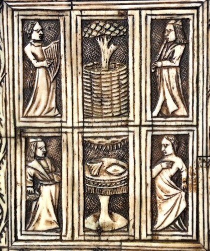 Important boîte de jeux en bois composé de plaquettes d'os.Vers 1440-1460 - Objets de Curiosité Style Moyen Âge