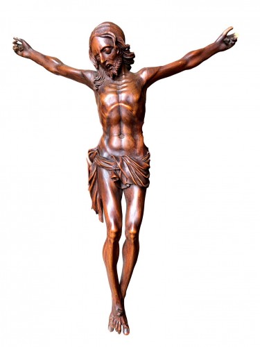 A fruitwood carved Corpus Christi.17th century.