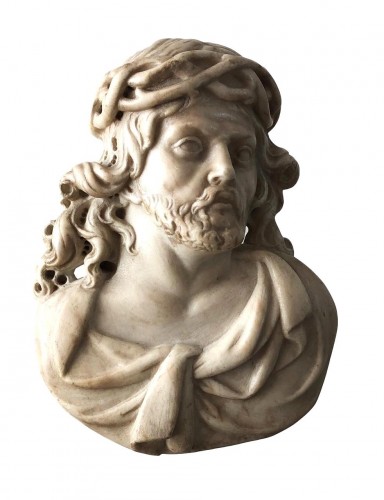 Carrara marble carving of the Crowned Christ, Flemish.17th century