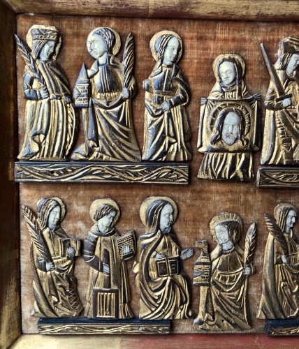 Curiosities  - A collection of small painted bone figures.Flemish.Circa 1450