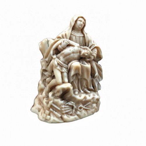 A miniature ivory Pieta.17th century