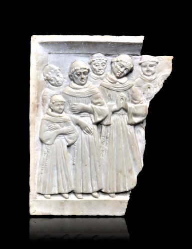 Alabaster relief with praying monks.15th century - Sculpture Style 