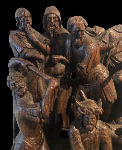 Sculpture Sculpture en Bois - Le couronnement d'épines, Sculpture en chêne XVe siècle
