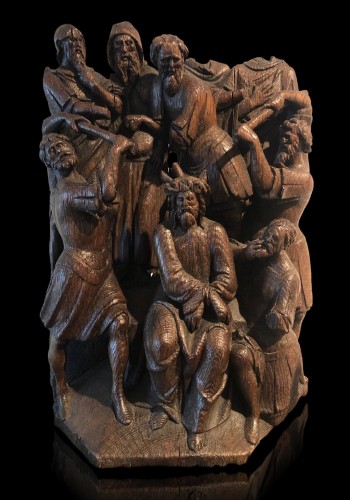 <= 16th century - Christ crowned with Thorns oak group.Early 16th century