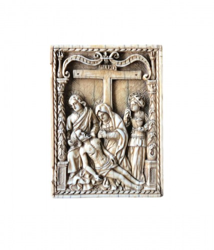 Ivory plaque of a diptych.The Descent from the Cross.Early 16th century.