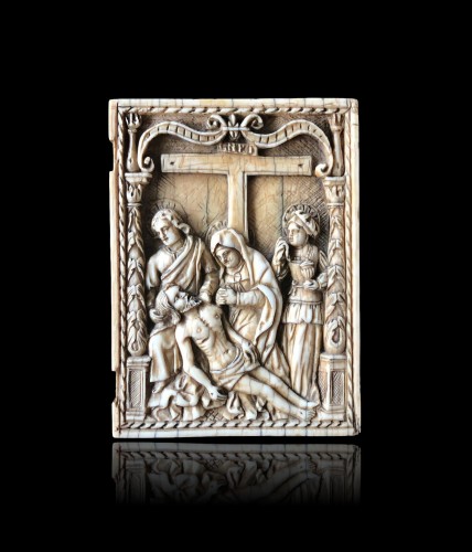 Ivory plaque of a diptych.The Descent from the Cross.Early 16th century. - Religious Antiques Style Renaissance