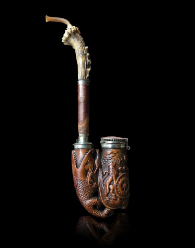 A German &#039;Ulmer-Kloben&#039; pipe with silver mounts. Ca.1800 - Curiosities Style 