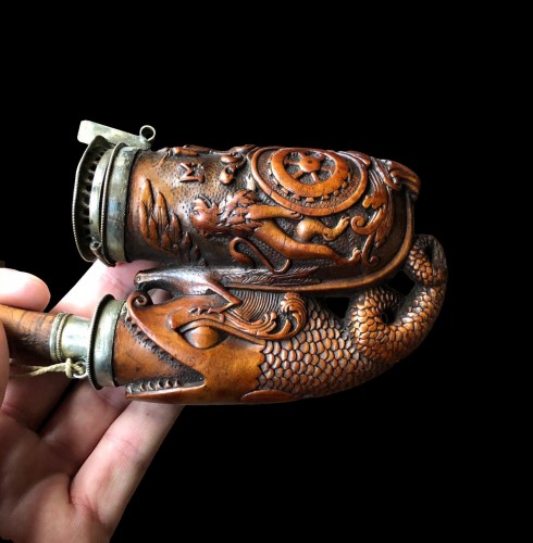 A German &#039;Ulmer-Kloben&#039; pipe with silver mounts. Ca.1800 - 
