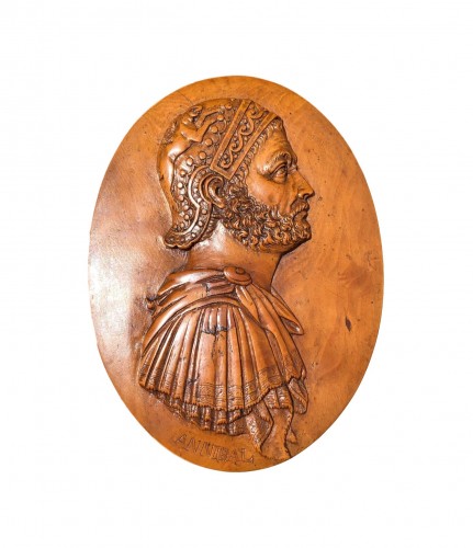 An oval boxwood relief of Hannibal18th century