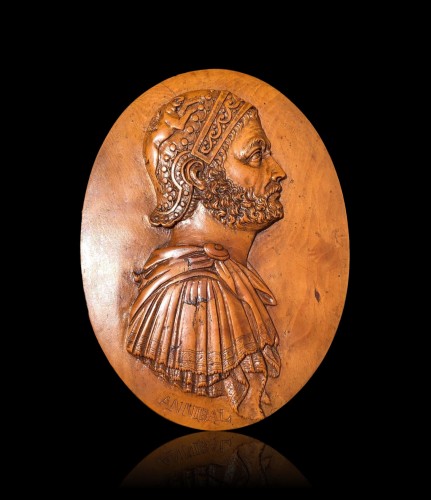 An oval boxwood relief of Hannibal18th century - Sculpture Style 