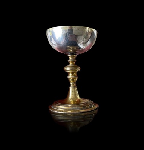 Antique Silver  - A gilt bronze and silver miniature Chalice. Early 17th century