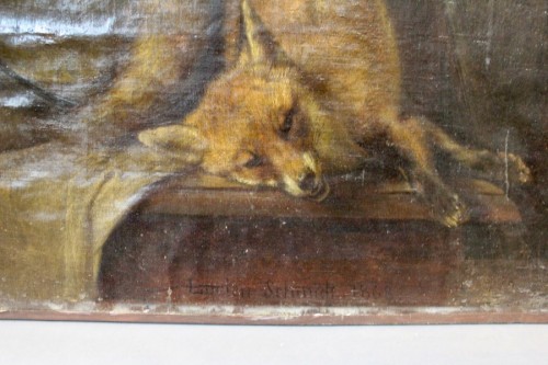 Tableaux et dessins Tableaux XIXe siècle - Nature Morte au Renard par Lucien Schmidt 1868