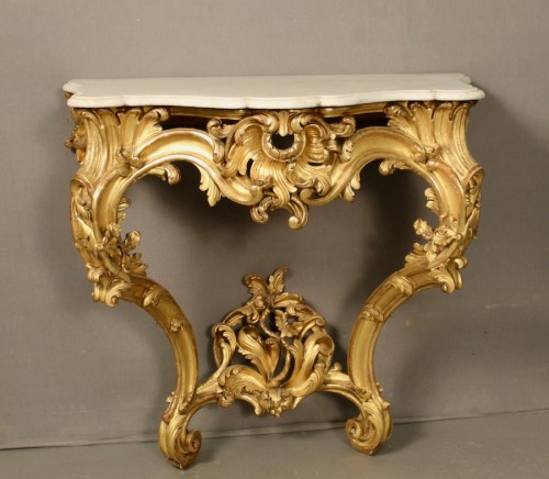 Miroir et console dorés Louis XV - Miroirs, Trumeaux Style 