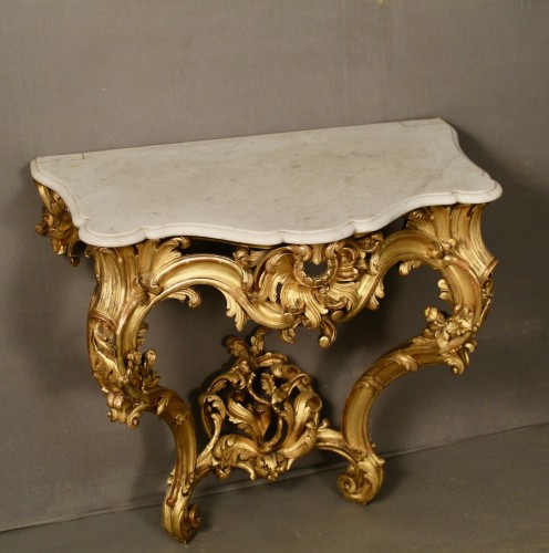 Miroir et console dorés Louis XV - Jean-Yves Buhard