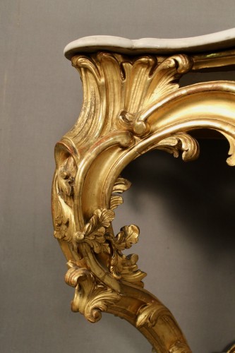Miroir et console dorés Louis XV - 