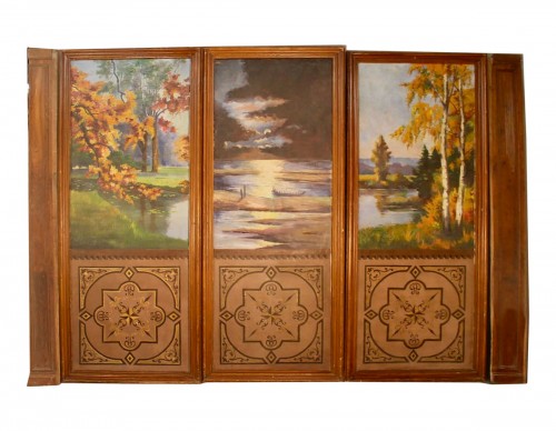 Suite of three large painted panels