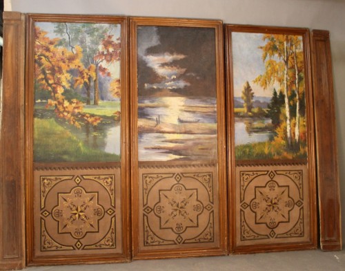 Architectural & Garden  - Suite of three large painted panels