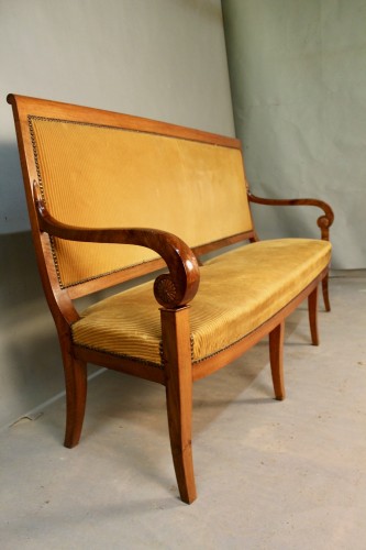 Restoration-period mahogany bench seat - Restauration - Charles X