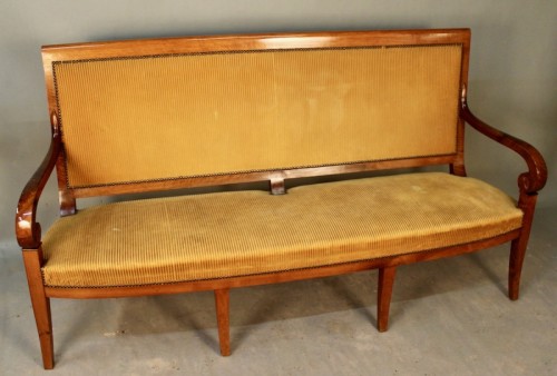 Antiquités - Restoration-period mahogany bench seat