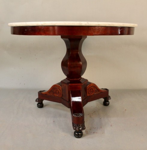 Restauration period mahogany pedestal table with tripod legs - Furniture Style Restauration - Charles X