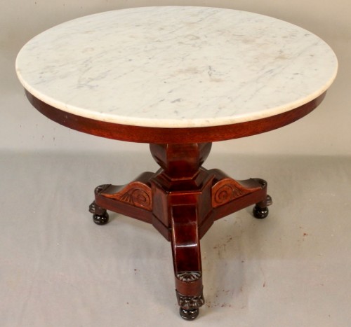Antiquités - Restauration period mahogany pedestal table with tripod legs