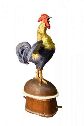 Coq Chantecler passe boules en carton pressé polychrome