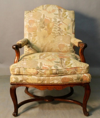 Large fauteuil à dossier plat XVIIIe - Sièges Style Régence
