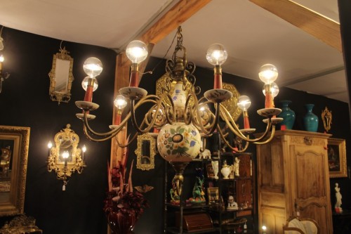  - Important Lustre Hollandais en bronze à 10 bras de lumière