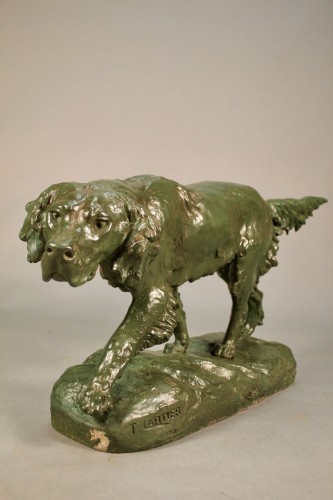 Sculpture  - Setter à l'affût par Thomas François Cartier (1879-1936)