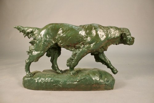 XIXe siècle - Setter à l'affût par Thomas François Cartier (1879-1936)