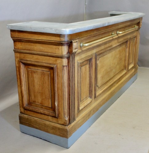 Oak Bar Counter With Pewter Top - 