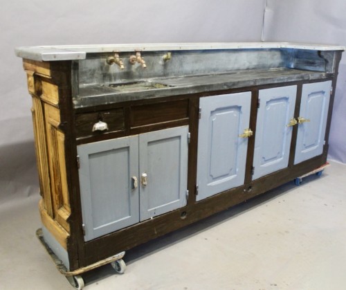 Antiquités - Oak Bar Counter With Pewter Top