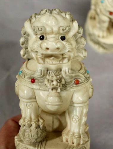  - Pair Of Ivory Foh Dogs china circa 1940