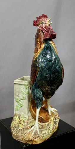  - Polychrome Glazed Earthenware Rooster By Louis Robert Carrier Belleuse
