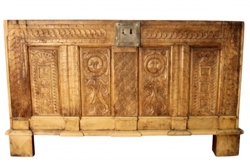 Gothic Chest Panel In 16th Century Oak
