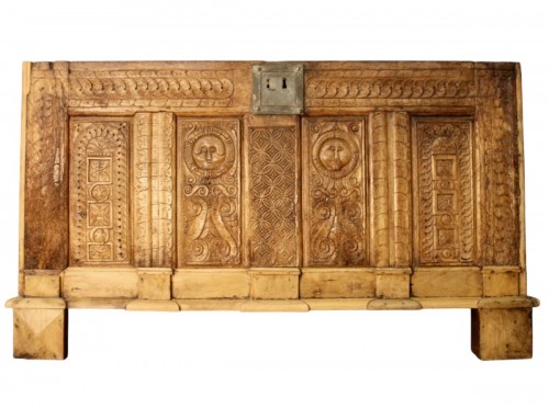 Gothic Chest Panel In 16th Century Oak