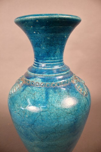 18th century - Pair Of Turquoise Cracked Ceramic Vases, 18th Century, China