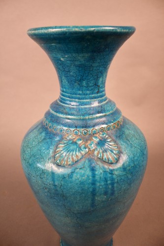 Pair Of Turquoise Cracked Ceramic Vases, 18th Century, China - 