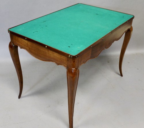 Antiquités - Games Table With Removable And Reversible Checkerboard Top 
