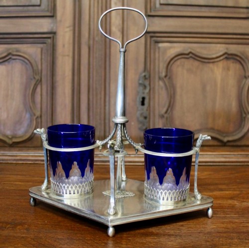 Serviteur de table huilier et vinaigrier en argent massif d'époque Empire - Argenterie et Arts de la table Style Empire