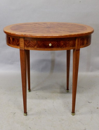 Table Guéridon Louis XVI en marqueterie - Mobilier Style Louis XVI