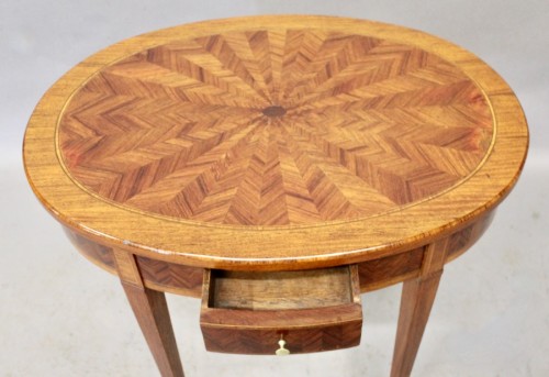 Table Guéridon Louis XVI en marqueterie - Jean-Yves Buhard