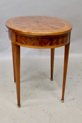 Antiquités - Table Guéridon Louis XVI en marqueterie