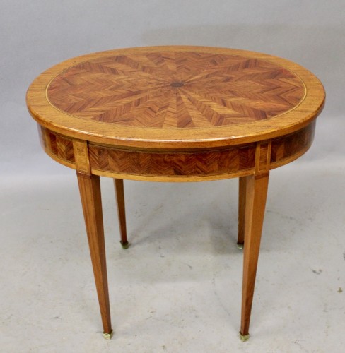 Antiquités - Table Guéridon Louis XVI en marqueterie