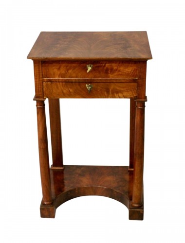 Travailleuse époque Empire en ronce de noyer