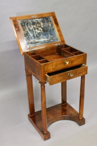 Travailleuse époque Empire en ronce de noyer - Jean-Yves Buhard