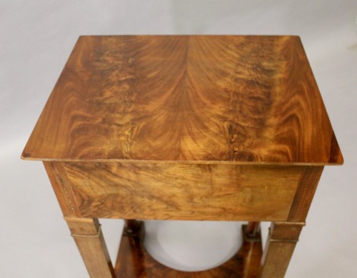 Antiquités - Travailleuse époque Empire en ronce de noyer