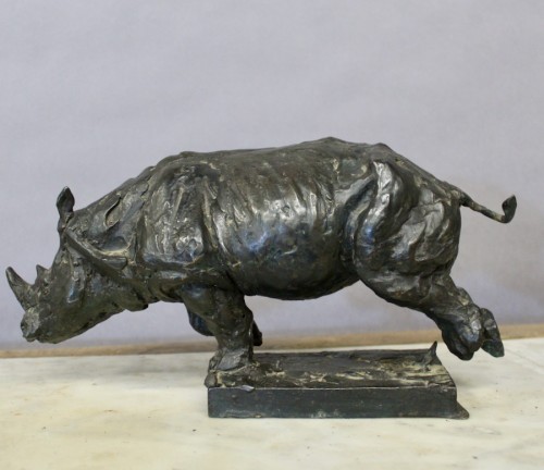 Sculpture Sculpture en Bronze - Rhinocéros par Michel Lauricella (1968)